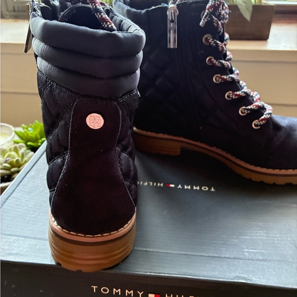 Tommy Hilfiger Black Quilted Combat Boots - Picture 5 of 6